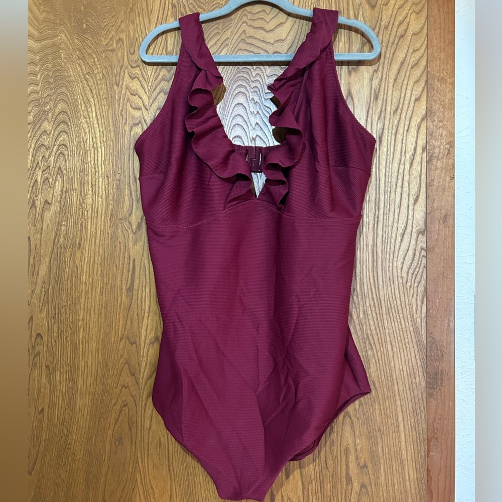 City chic Burgundy Ruffle swimsuit
